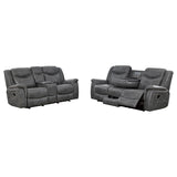 Conrad 2-piece Upholstered Padded Arm Motion Sofa Set Grey - 650354-S2