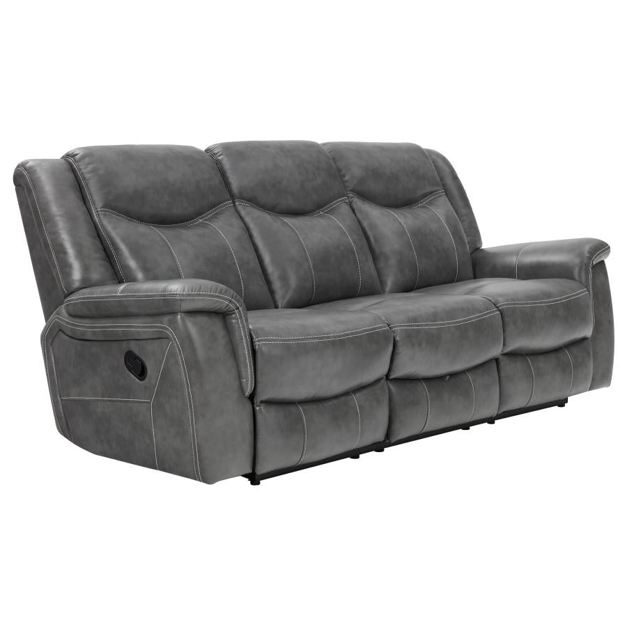 Conrad 2-piece Upholstered Padded Arm Motion Sofa Set Grey - 650354-S2