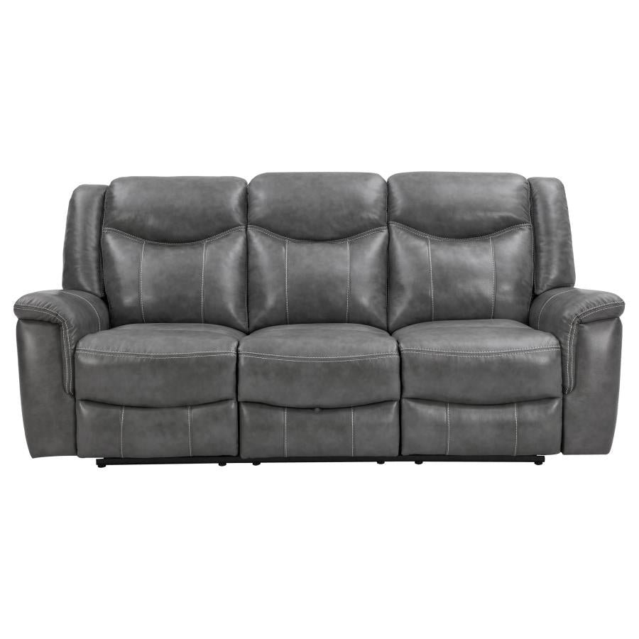 Conrad 2-piece Upholstered Padded Arm Motion Sofa Set Grey - 650354-S2