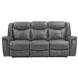 Conrad 2-piece Upholstered Padded Arm Motion Sofa Set Grey - 650354-S2