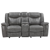 Conrad 2-piece Upholstered Padded Arm Motion Sofa Set Grey - 650354-S2