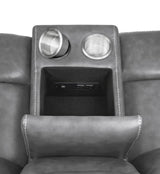 Conrad 2-piece Upholstered Padded Arm Motion Sofa Set Grey - 650354-S2
