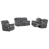 Conrad 3-piece Upholstered Padded Arm Motion Sofa Set Grey - 650354-S3
