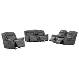 Conrad 3-piece Upholstered Padded Arm Motion Sofa Set Grey - 650354-S3