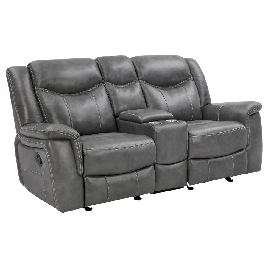 Conrad 3-piece Upholstered Padded Arm Motion Sofa Set Grey - 650354-S3