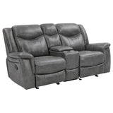 Conrad 3-piece Upholstered Padded Arm Motion Sofa Set Grey - 650354-S3