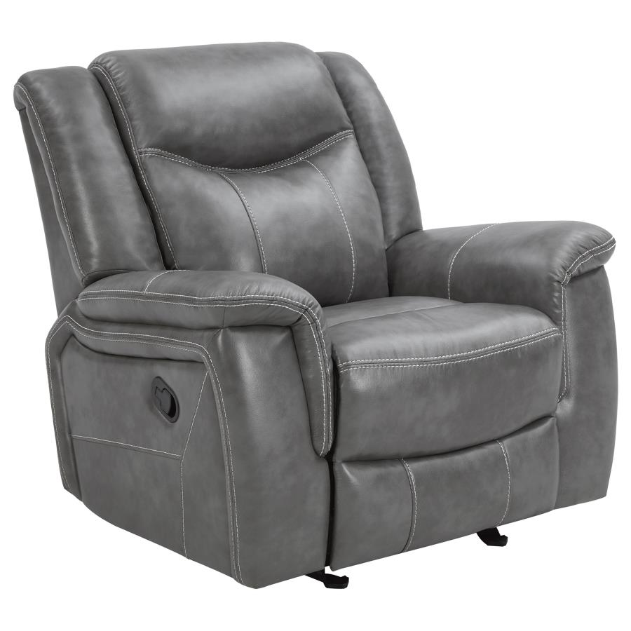Conrad 3-piece Upholstered Padded Arm Motion Sofa Set Grey - 650354-S3