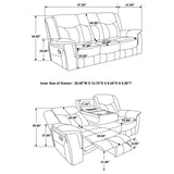 Conrad 3-piece Upholstered Padded Arm Motion Sofa Set Grey - 650354-S3