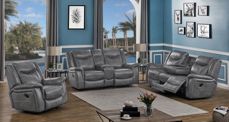 Conrad Upholstered Padded Arm Motion Sofa Grey - 650354