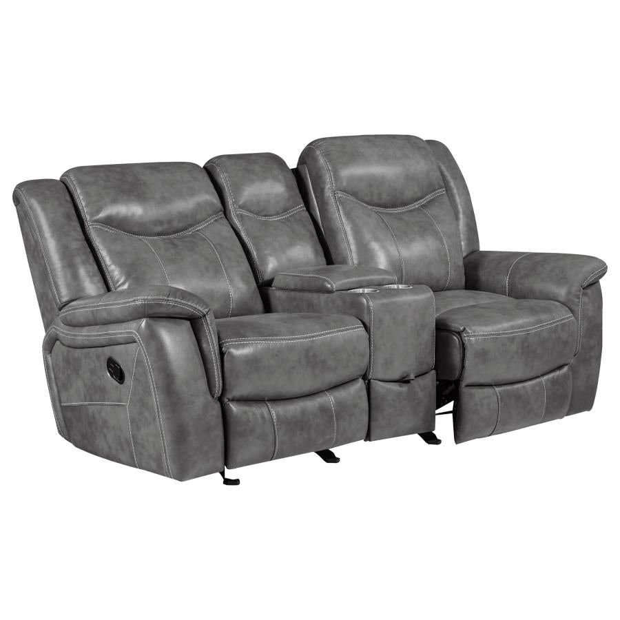 Conrad Upholstered Padded Arm Glider Loveseat Grey - 650355