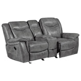 Conrad Upholstered Padded Arm Glider Loveseat Grey - 650355