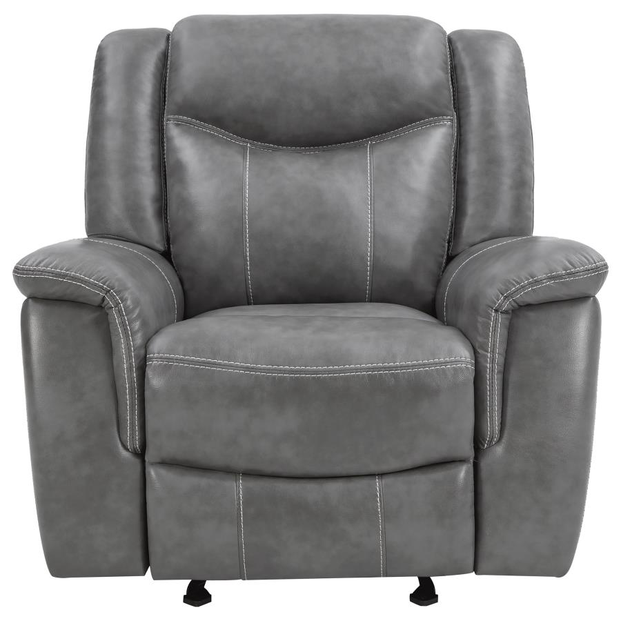 Conrad Upholstered Padded Arm Glider Recliner Grey - 650356