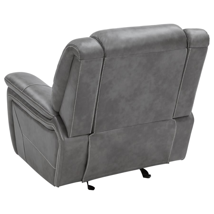 Conrad Upholstered Padded Arm Glider Recliner Grey - 650356