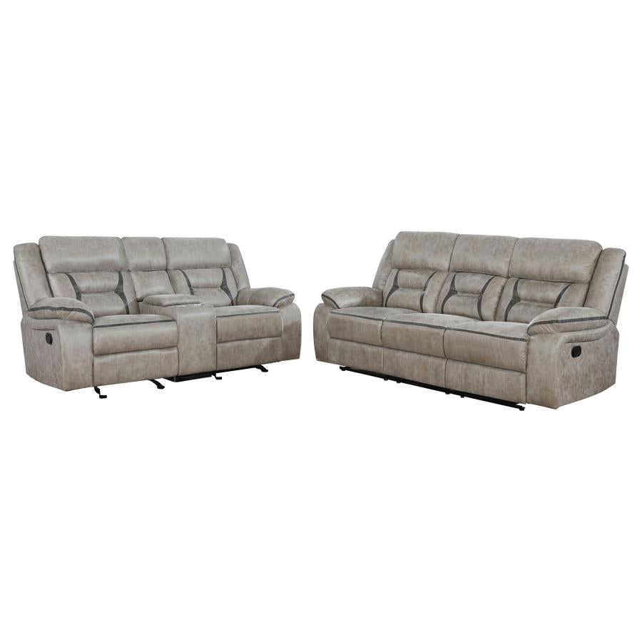 Greer 2-piece Upholstered Reclining Sofa Set Taupe - 651351-S2