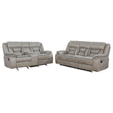 Greer 2-piece Upholstered Reclining Sofa Set Taupe - 651351-S2