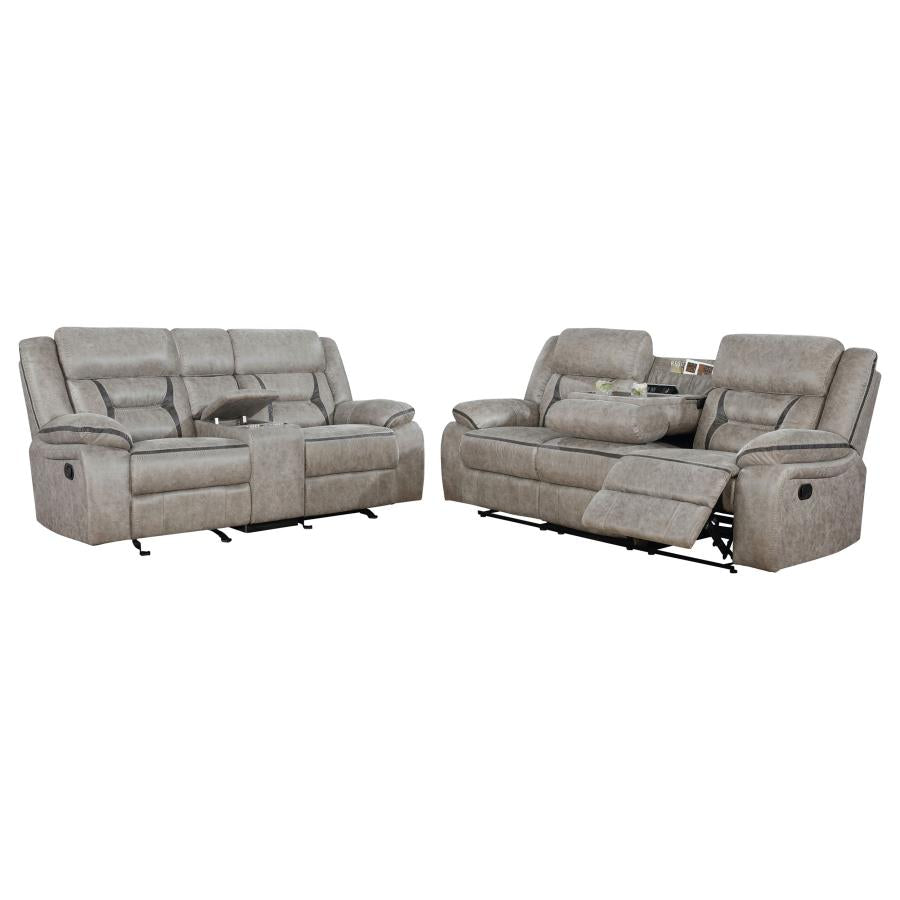 Greer 2-piece Upholstered Reclining Sofa Set Taupe - 651351-S2