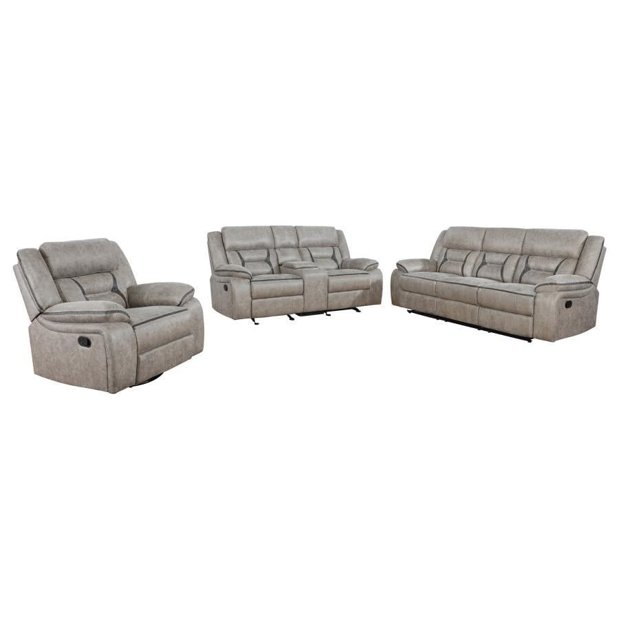 Greer 3-piece Upholstered Reclining Sofa Set Taupe - 651351-S3