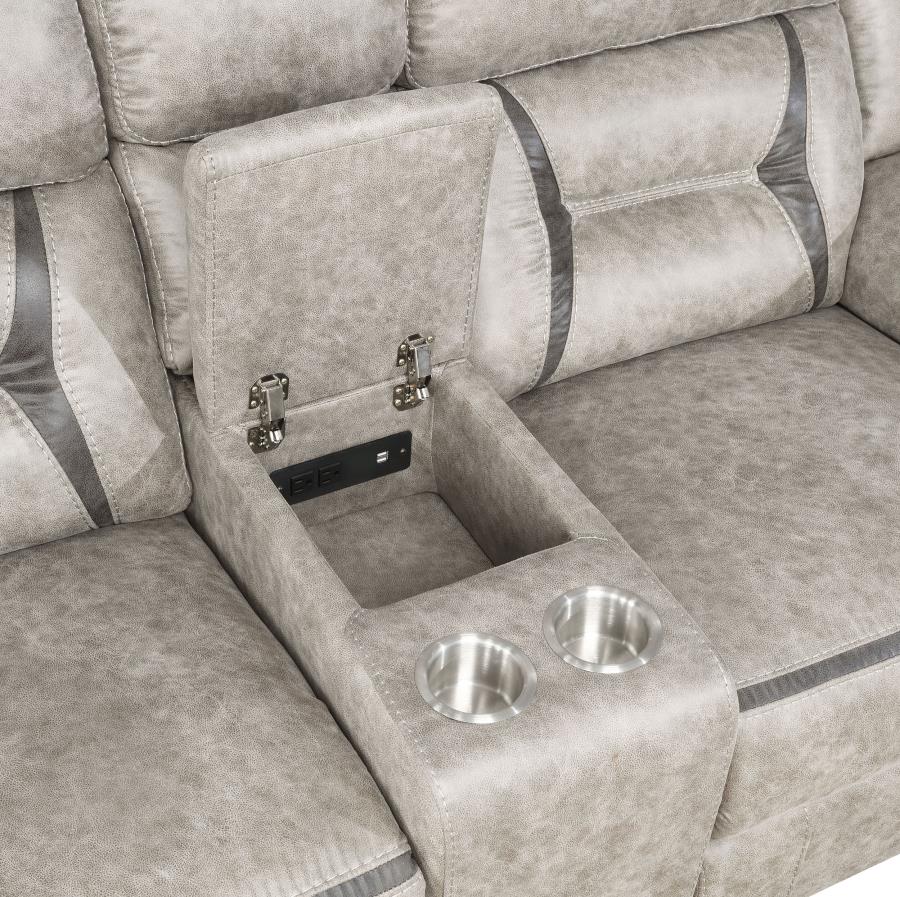 Greer 3-piece Upholstered Reclining Sofa Set Taupe - 651351-S3