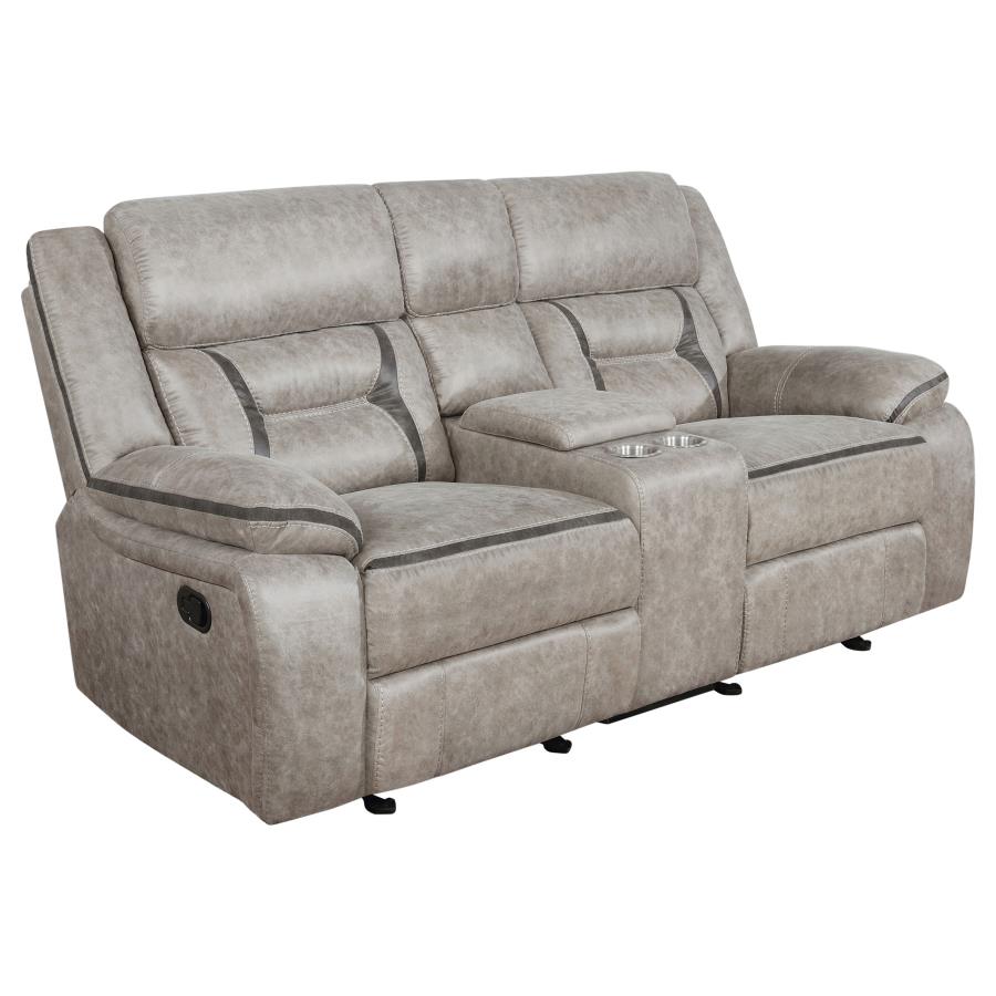 Greer Upholstered Motion Reclining Loveseat Taupe - 651352