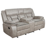 Greer Upholstered Motion Reclining Loveseat Taupe - 651352