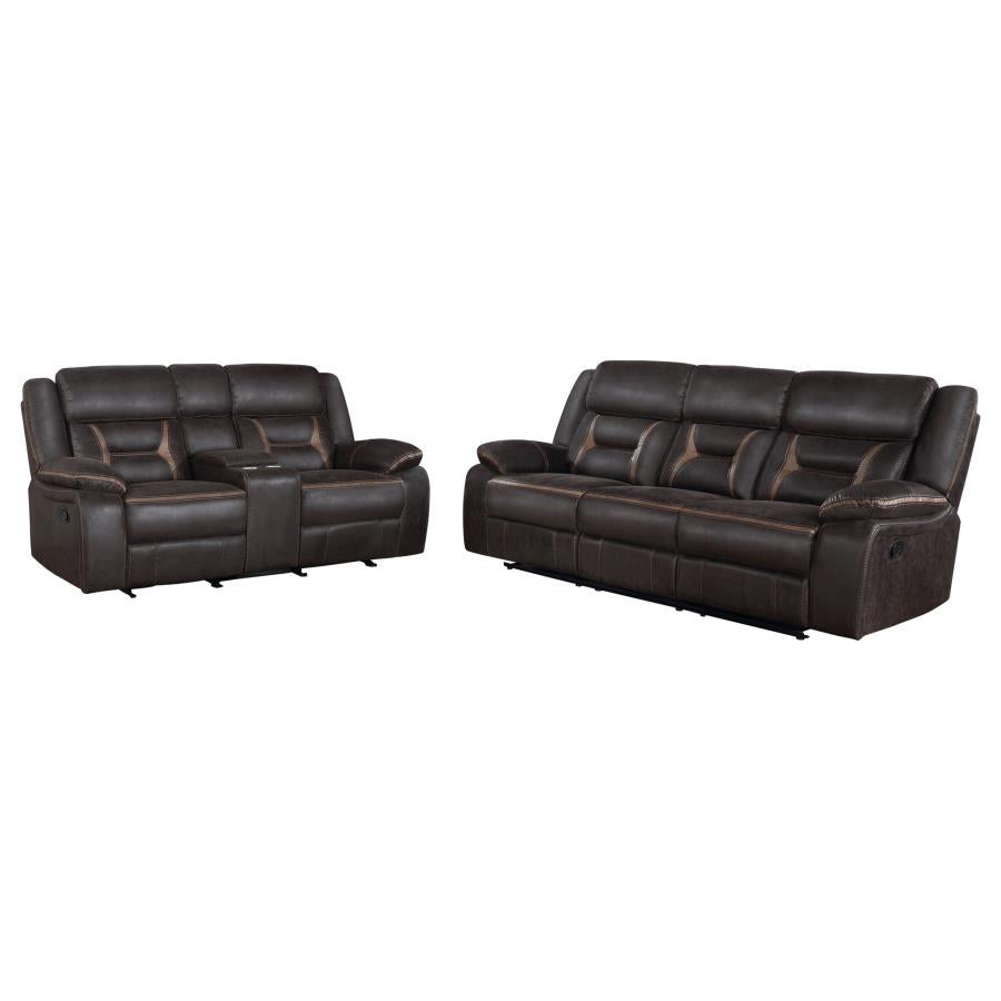 Greer 2-piece Upholstered Reclining Sofa Set Brown - 651354-S2