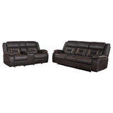Greer 2-piece Upholstered Reclining Sofa Set Brown - 651354-S2