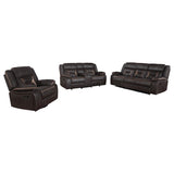Greer 3-piece Upholstered Reclining Sofa Set Brown - 651354-S3