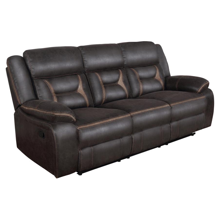 Greer 3-piece Upholstered Reclining Sofa Set Brown - 651354-S3