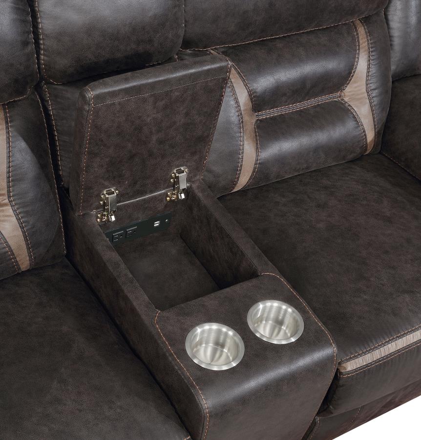 Greer 3-piece Upholstered Reclining Sofa Set Brown - 651354-S3