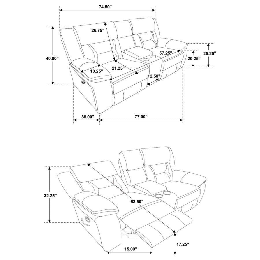 Greer 3-piece Upholstered Reclining Sofa Set Brown - 651354-S3