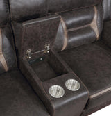 Greer Upholstered Motion Reclining Loveseat Brown - 651355