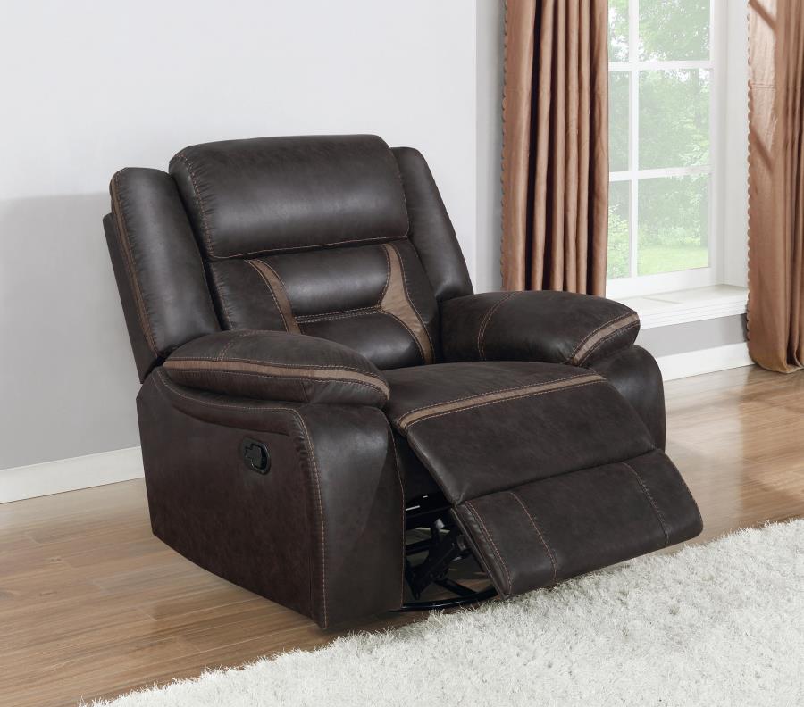 Greer Upholstered Swivel Glider Recliner Chair Brown - 651356