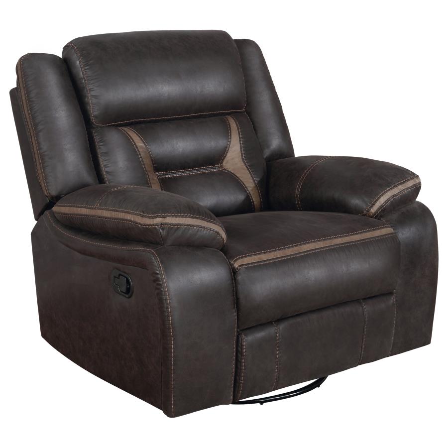 Greer Upholstered Swivel Glider Recliner Chair Brown - 651356