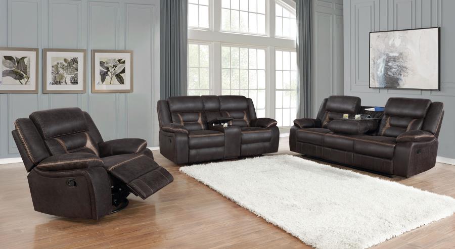 Greer Upholstered Swivel Glider Recliner Chair Brown - 651356