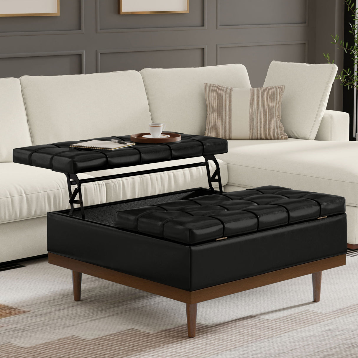 Mariah - Upholstered Lift Top Table Storage Ottoman