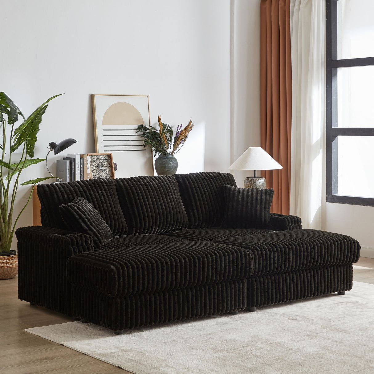 3 Seater Sofa With 2 Ottomans For Living Room