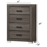 1 Piece Chest Bar Handle Bedroom Furniture With Texture And Clean Lines - Gray