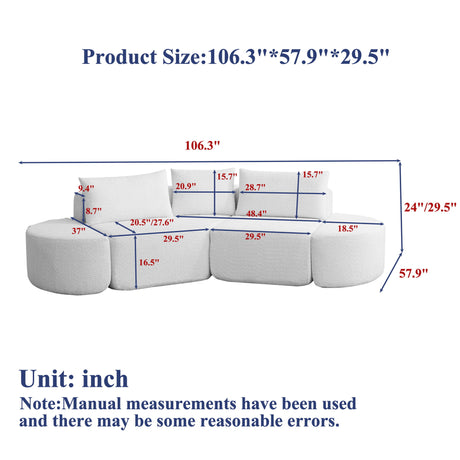 V - Shaped Modular Sofa Set With 3 Pillow