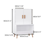 Toy Storage Cabinet With Doors And Open Shelf, Toddler Bookshelf For Playroom - White