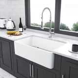 Elegant Farmhouse Apron Front Ceramic Single Bowl, Kitchen Basin