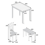 6 Piece Dining Set Table With 4 Side Chairs And Bench - Light Brown / White