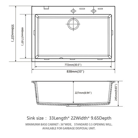 Kitchen Sink Granite Composite Drop In Sink With Durable Material - Black