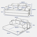 Convertible Sleeper Sofa Bed With High Density Compressed Sponge For Living Room - Red Striped