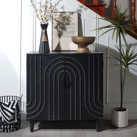 2 Door Storage Cabinet With Adjustable Shelf - Black