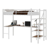 Loft Bed With L-Shaped Desk, Large Storage Space