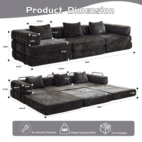 Convertible Floor Sofa Bed, Boneless Modular Sectional Sofa For Living Room