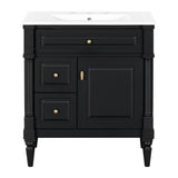 Modern Bathroom Vanity With Sink, Freestanding Cabinet With Flip Drawer & Adjustable Shelf