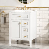Bathroom Vanity With Sink, 3 Drawers & Cabinet With 2 Tier Door Storage Rack, Soft Close Doors & Drawers