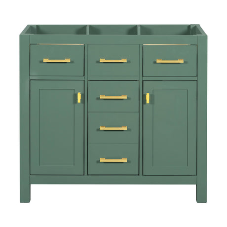 Freestanding Bathroom Vanity With 4 Drawers & 2 Cabinets - Green