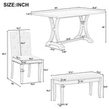 Dining Table Set With 4 Upholstered Chairs And Bench